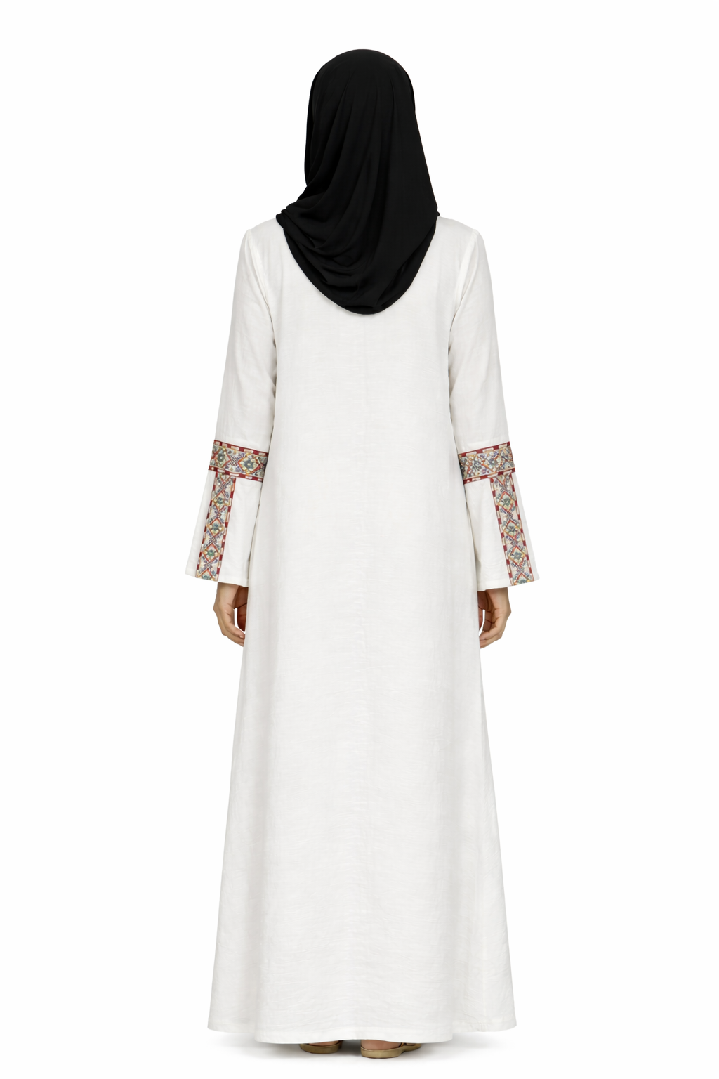 3 Piece Abaya with Embroidered Trim and Stone Detail - Lava Falls
