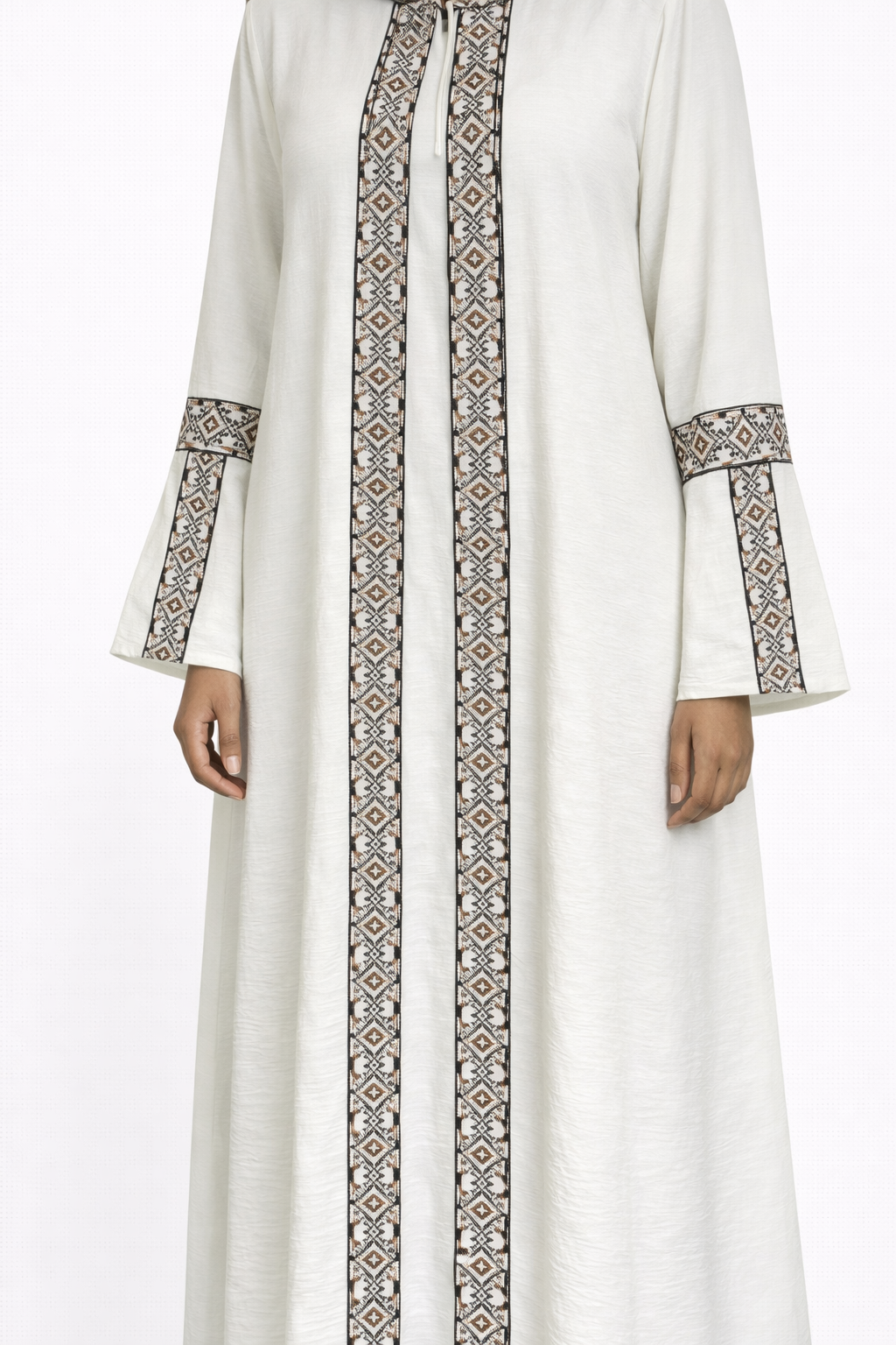 3 Piece Abaya with Embroidered Trim and Stone Detail - Bit of Blue