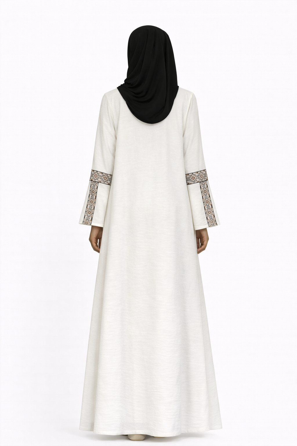 3 Piece Abaya with Embroidered Trim and Stone Detail - Bit of Blue