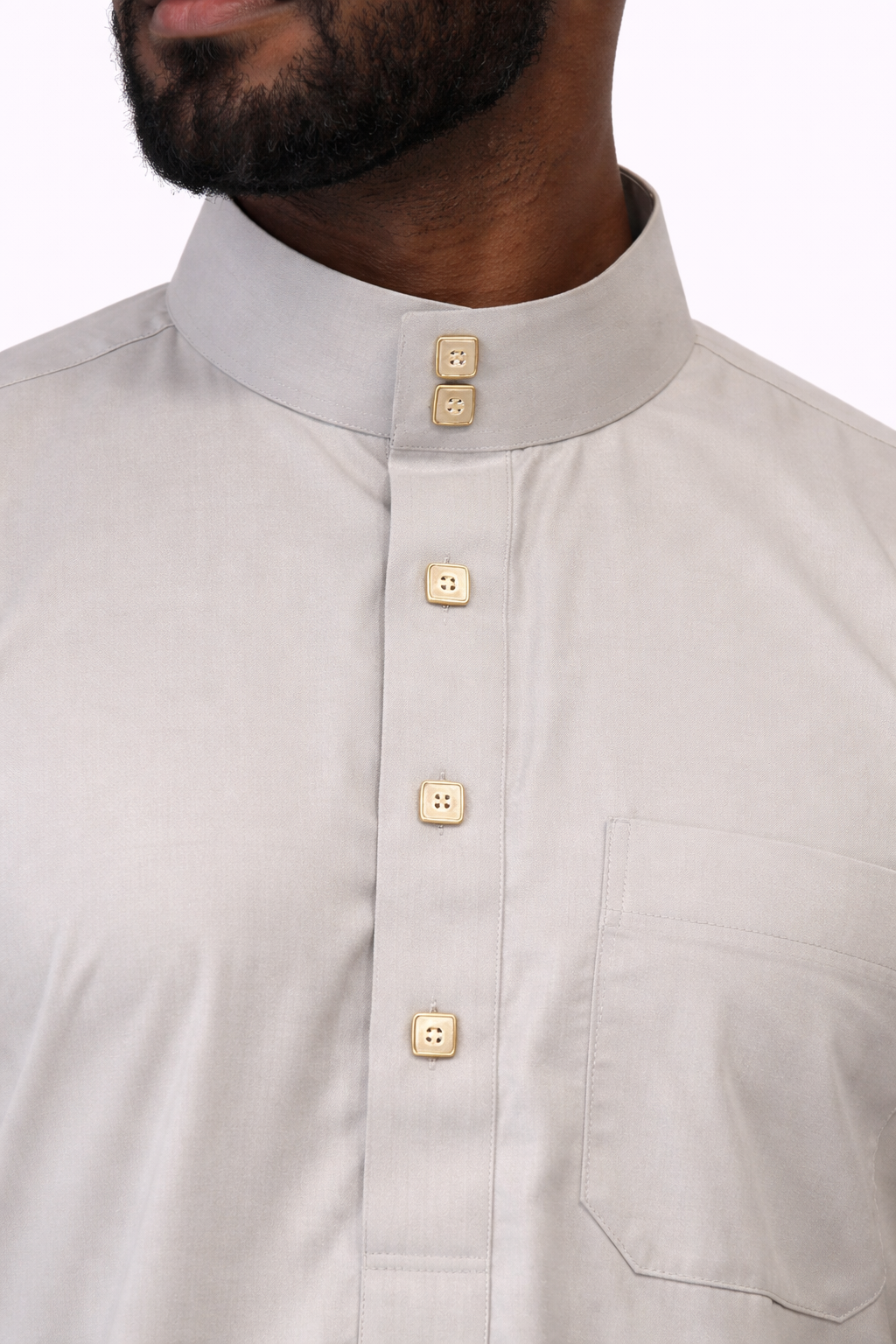 AL-Azka Premium Ash Thobe with Signature Square Buttons