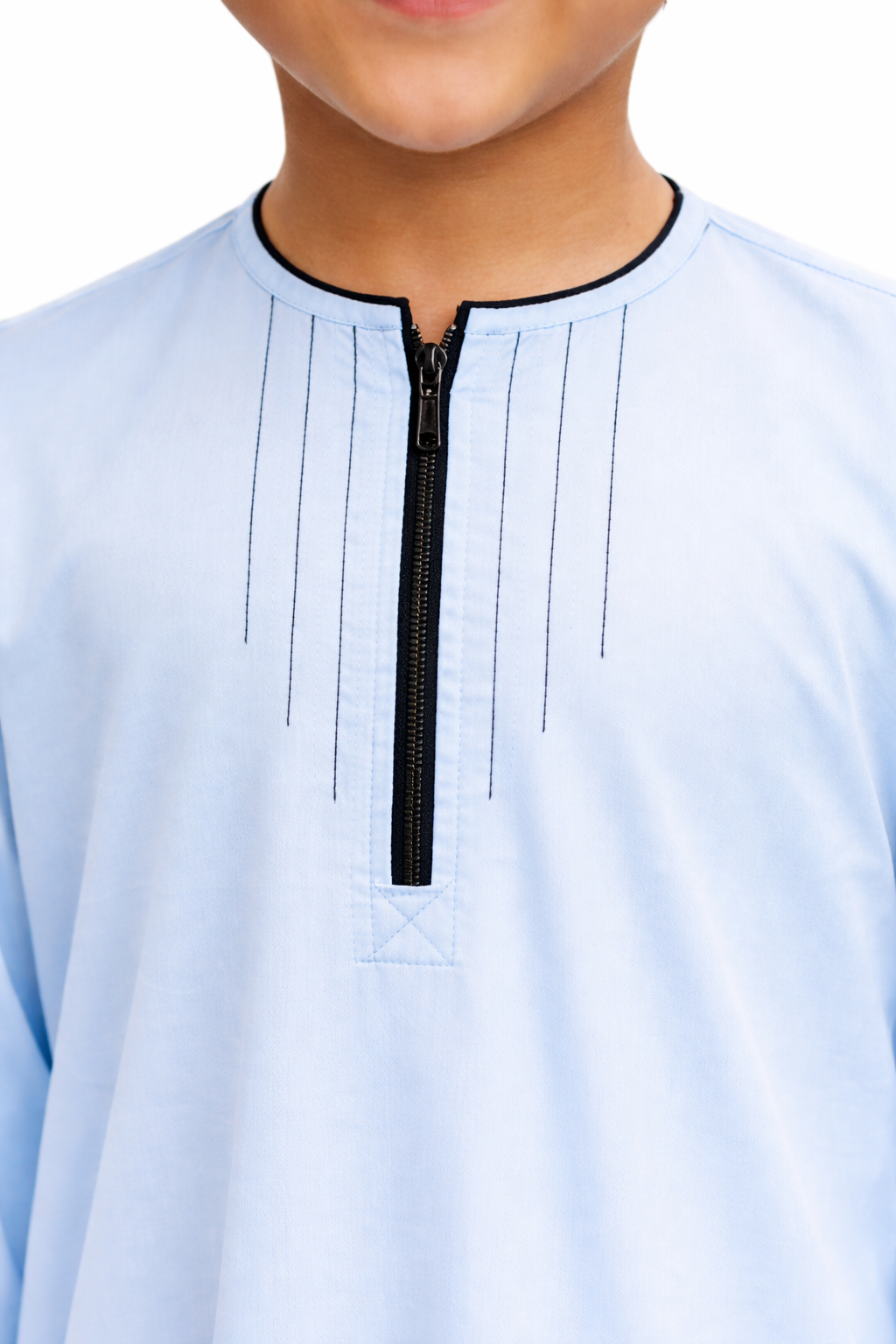 Al-Azka Boys Premium Persion Jewel Thobe with Black Accent Zip