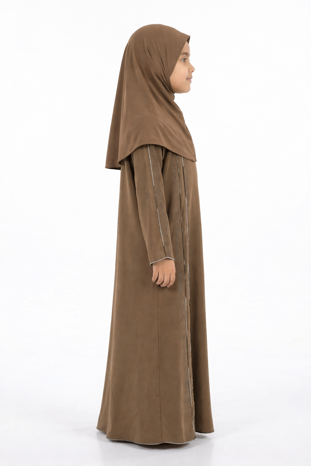 Bungee Cord Girls Stone Embellished Modest Abaya