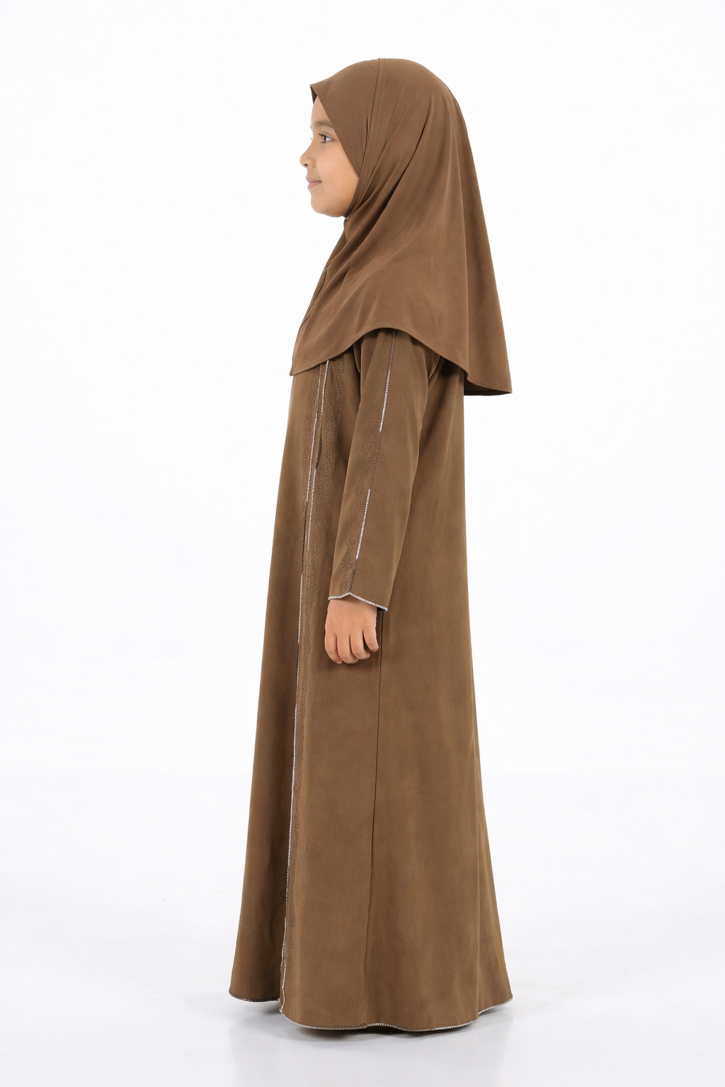 Bungee Cord Girls Stone Embellished Modest Abaya