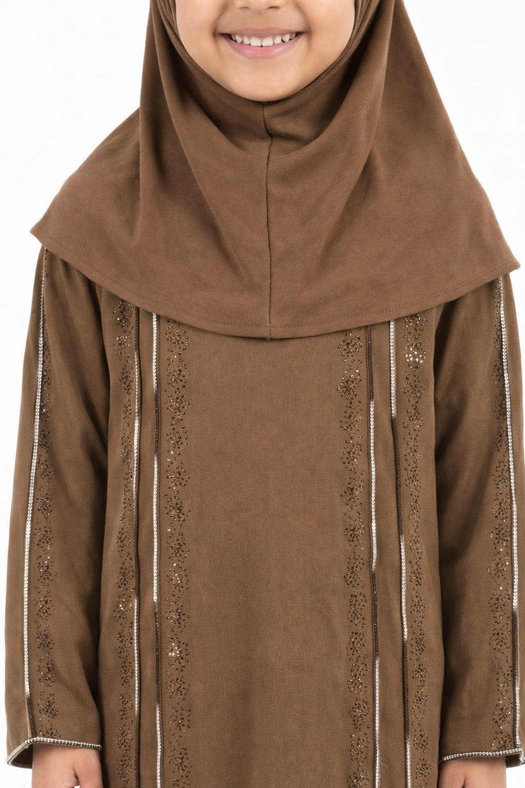 Bungee Cord Girls Stone Embellished Modest Abaya
