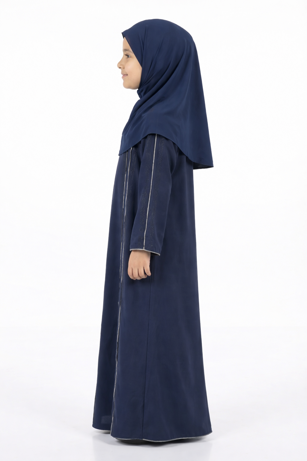 Dress Blue Girls Stone Embellished Modest Abaya