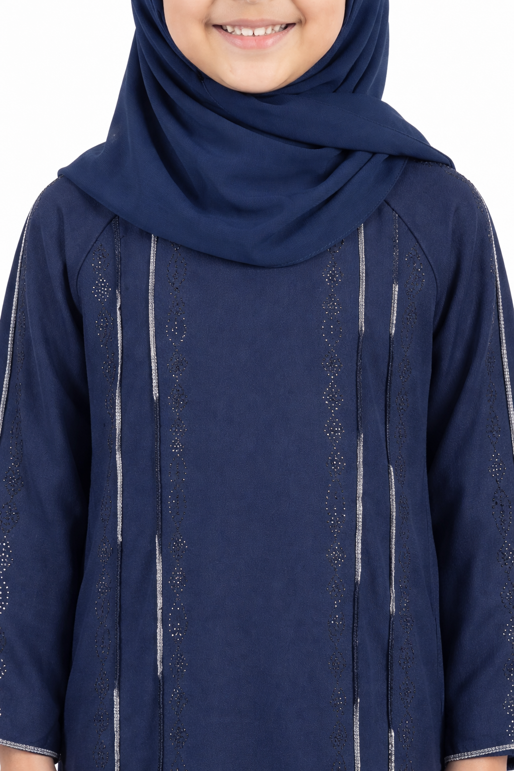 Dress Blue Girls Stone Embellished Modest Abaya
