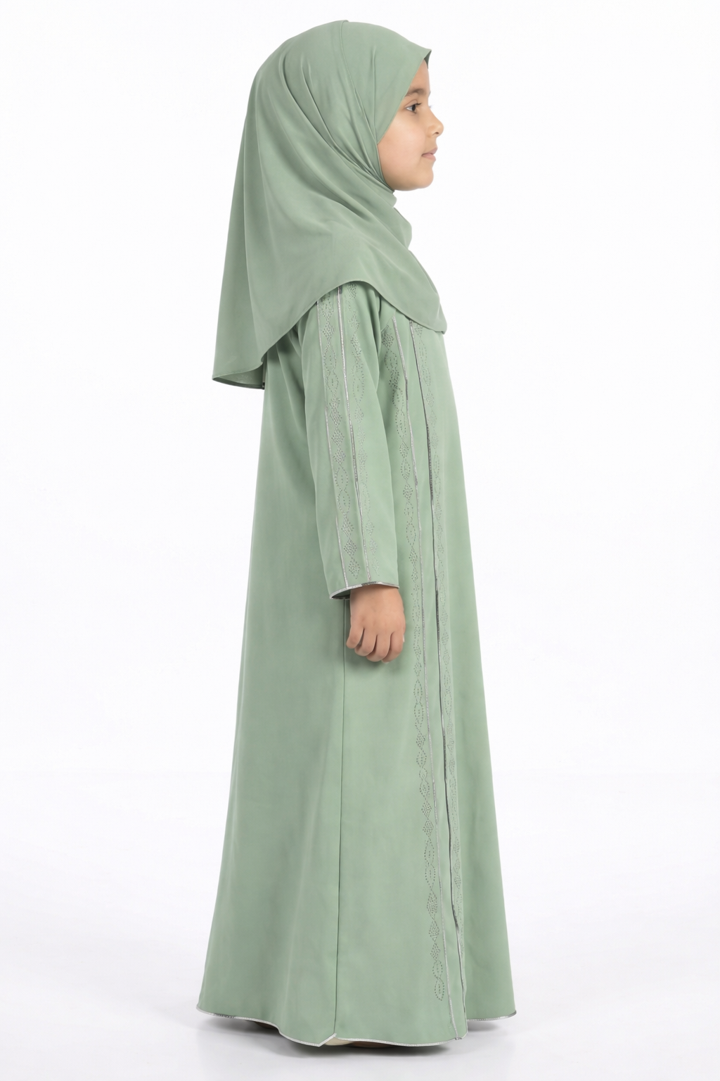 Green Bay Girls Stone Embellished Modest Abaya