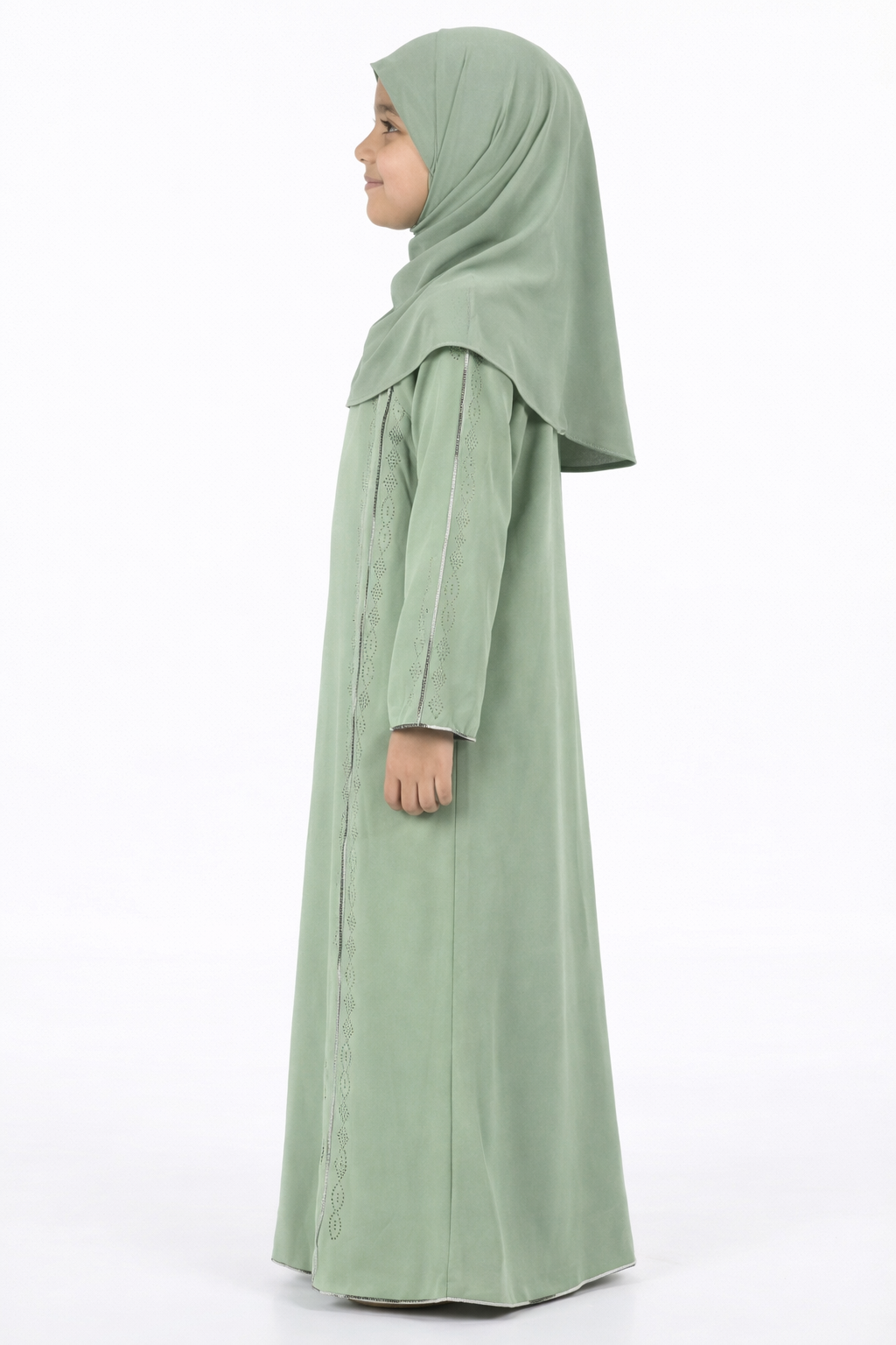 Green Bay Girls Stone Embellished Modest Abaya
