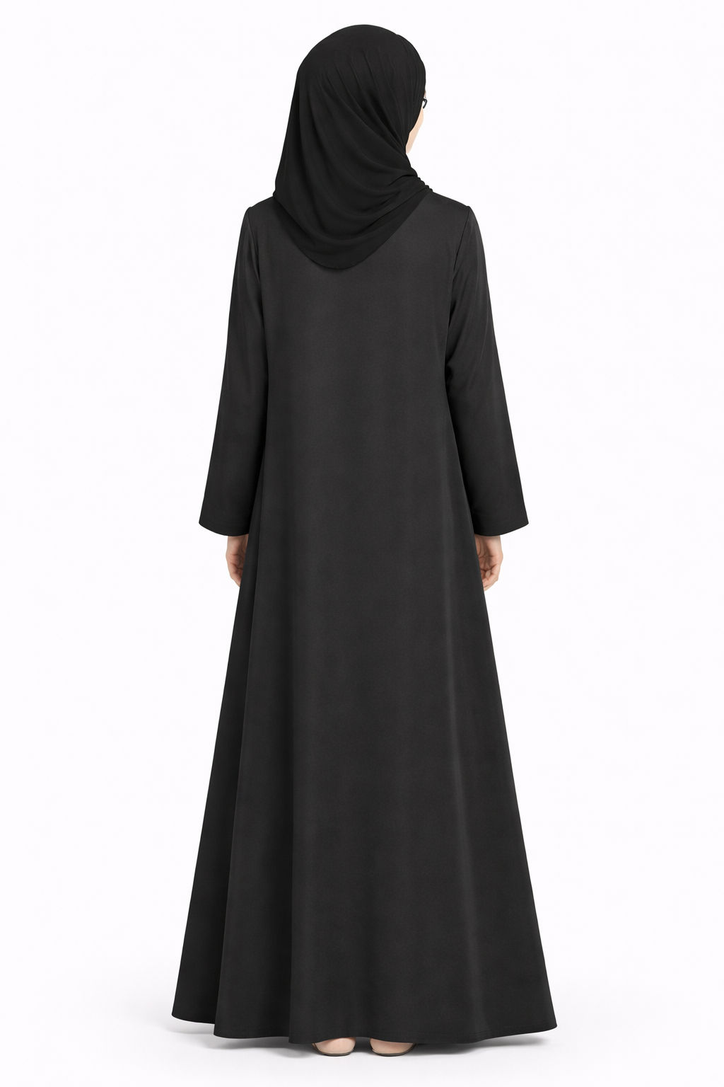 Tap Shoe Front-Zip Abaya with Floral Vine Embroidered Detailing