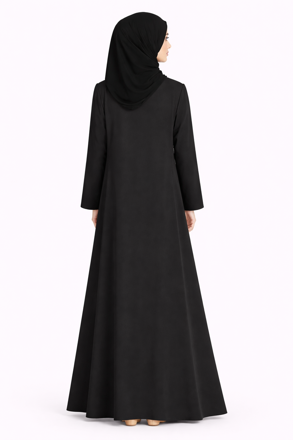 Tap Shoe Front-Zip Abaya with Intricate Vertical Vine Beading