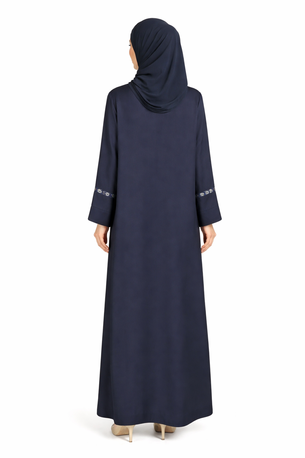 Contemporary Navy Abaya with Artisan Geometric Embellishments
