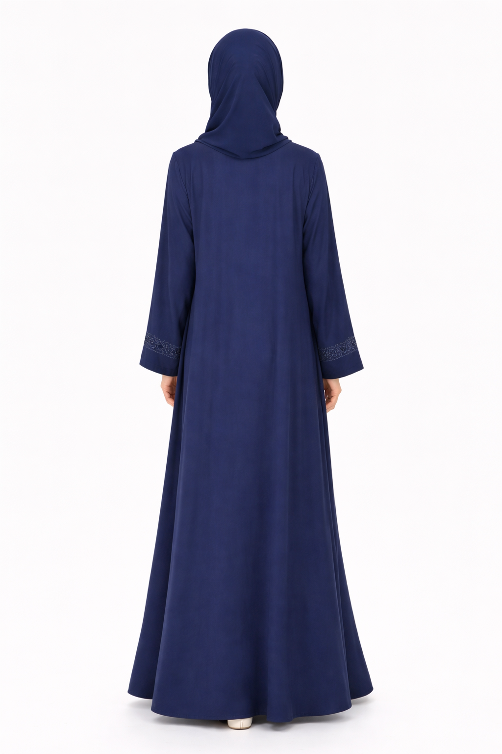 Maritime Blue Premium Front-Zip Abaya with Geometric Beading