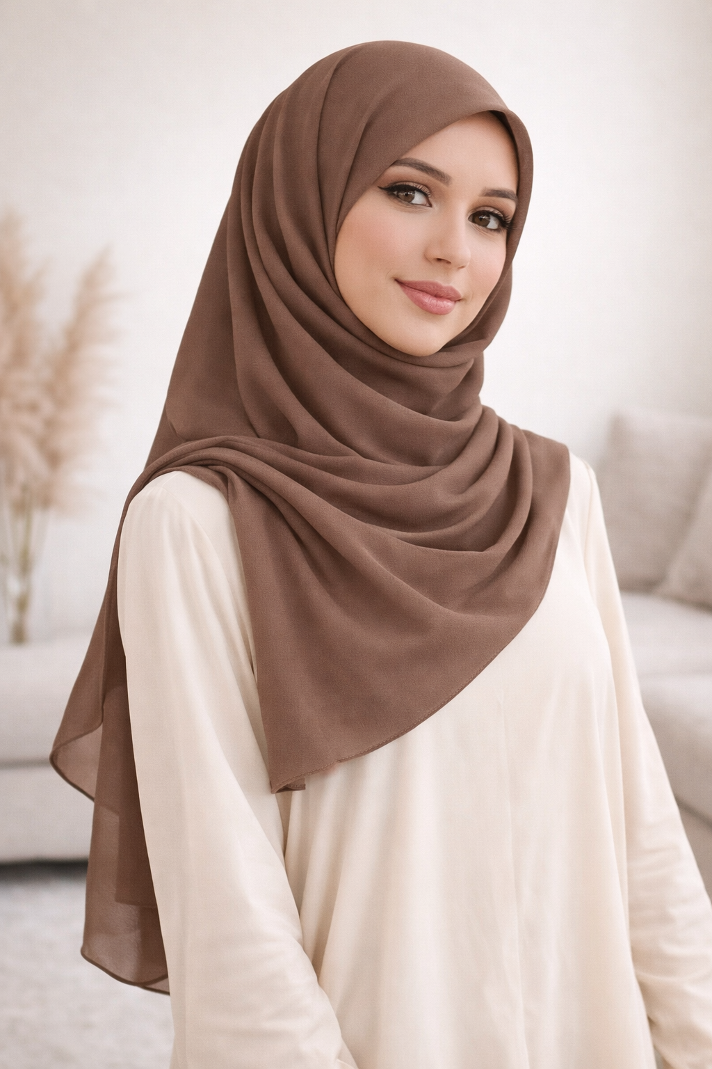 Plum Truffle Lightweight Rectangular Chiffon Scarf for Women – Sheer Wrap