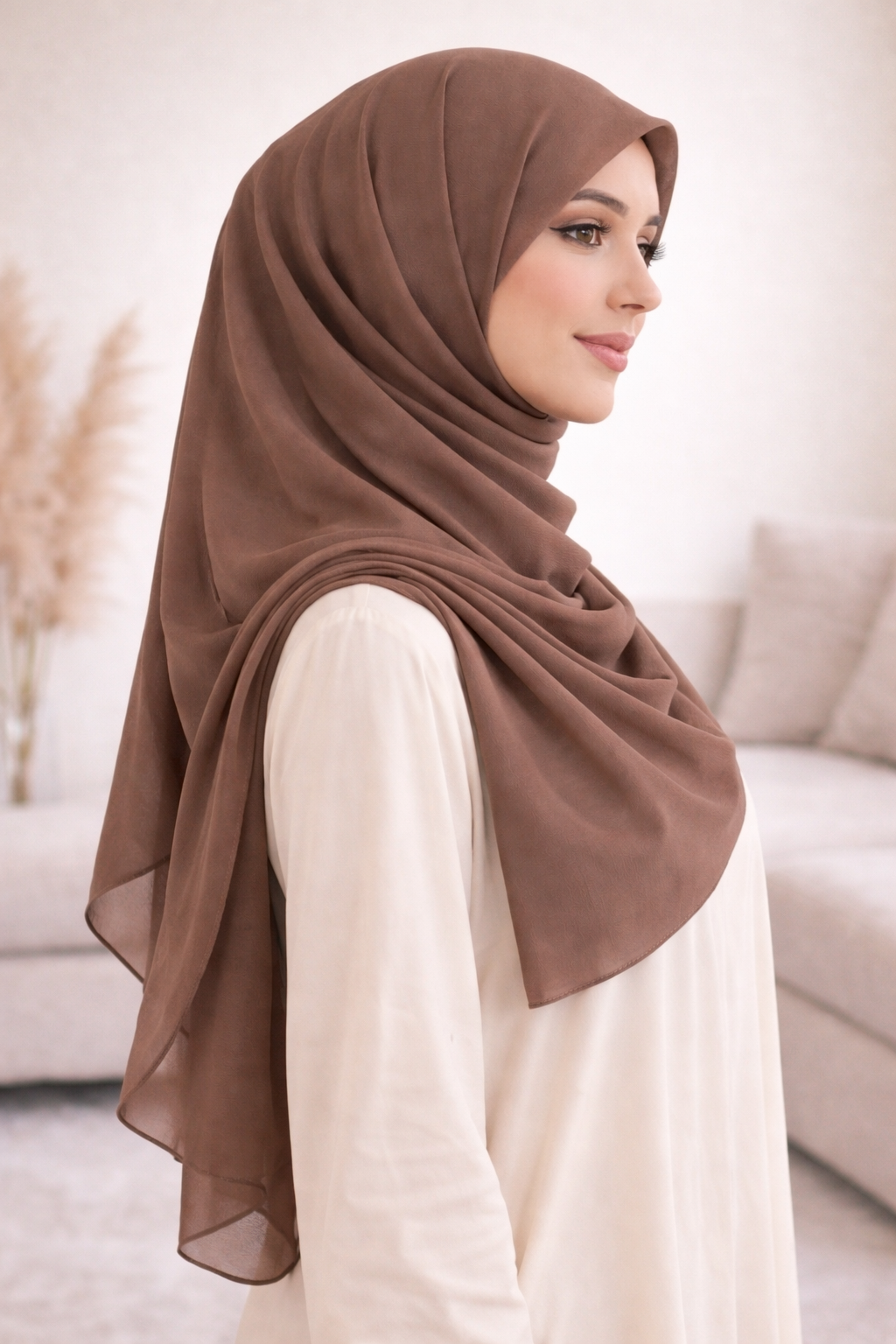 Plum Truffle Lightweight Rectangular Chiffon Scarf for Women – Sheer Wrap
