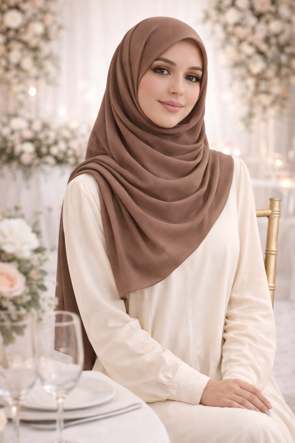 Plum Truffle Lightweight Rectangular Chiffon Scarf for Women – Sheer Wrap