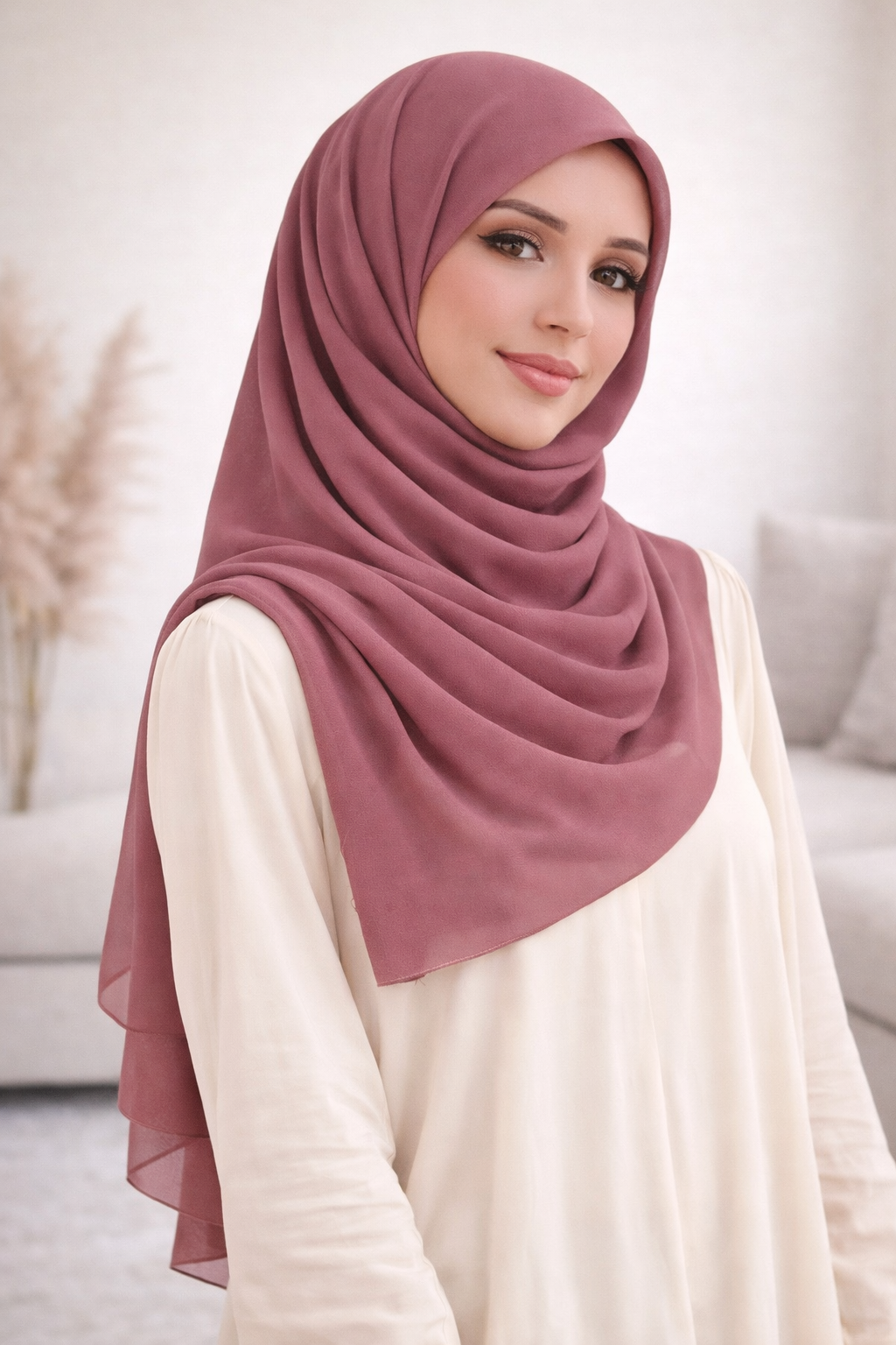 Deco Rose Lightweight Rectangular Chiffon Scarf for Women – Sheer Wrap