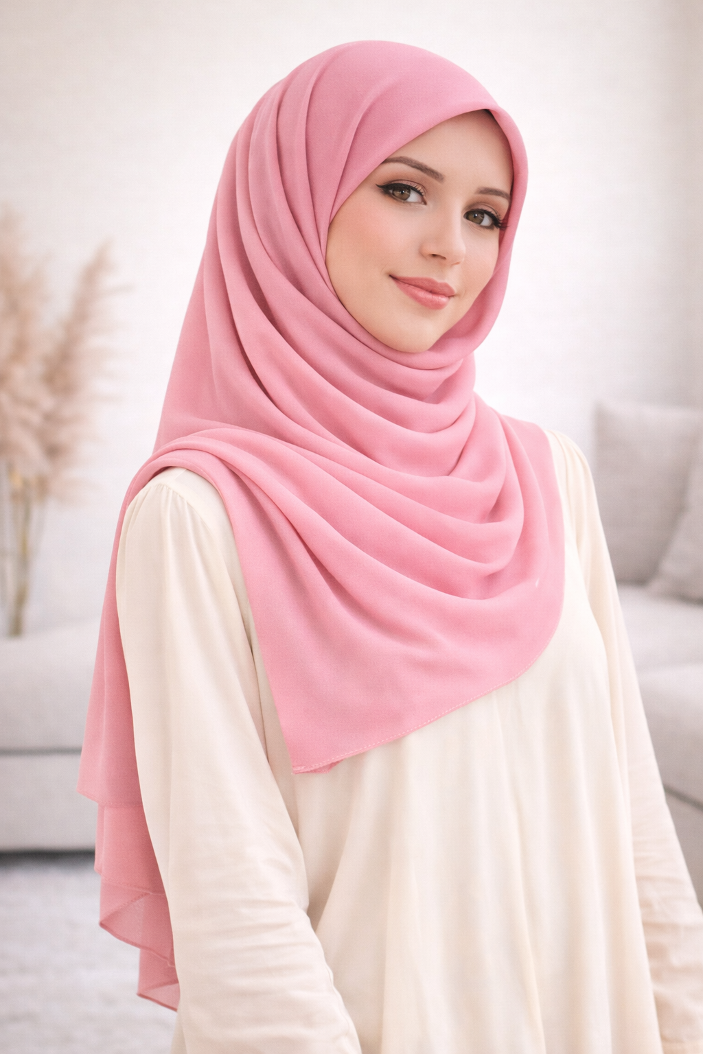Bleached Mauve Lightweight Rectangular Chiffon Scarf for Women – Sheer Wrap