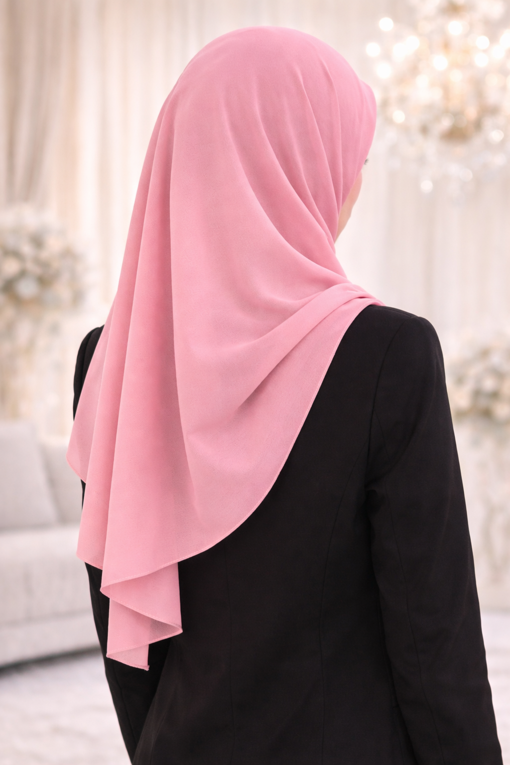 Bleached Mauve Lightweight Rectangular Chiffon Scarf for Women – Sheer Wrap