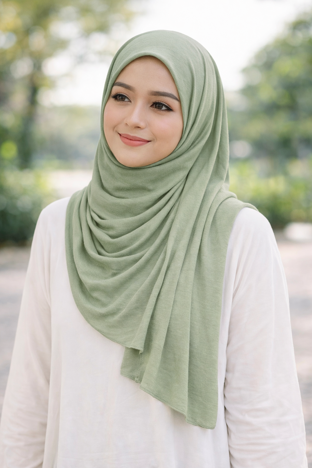 Iceberg Green Soft airflow fabric scarf with a subtle crinkle texture, perfect for daily modest wear.
