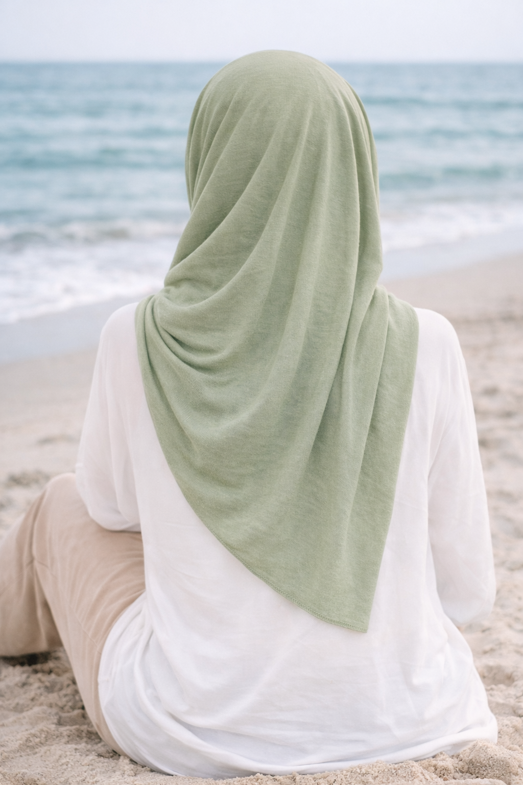 Iceberg Green Soft airflow fabric scarf with a subtle crinkle texture, perfect for daily modest wear.