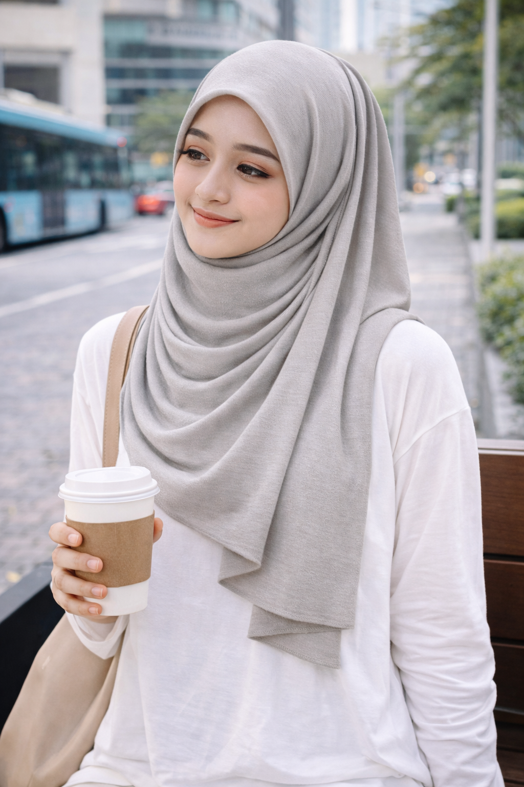 Chiseled Stone Soft airflow fabric scarf with a subtle crinkle texture, perfect for daily modest wear.