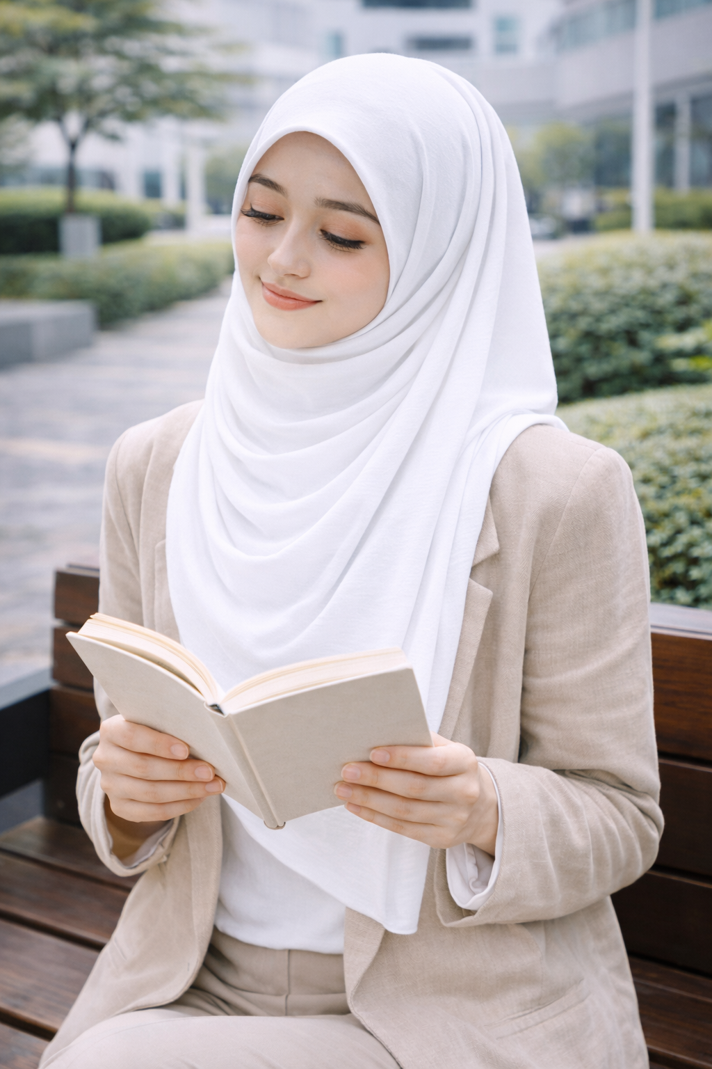 Brilliant White Soft airflow fabric scarf with a subtle crinkle texture, perfect for daily modest wear.