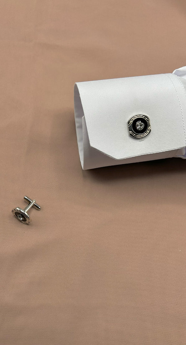 Circular  Square Black Stud, Stainless Steel Cufflinks - Amiiraa