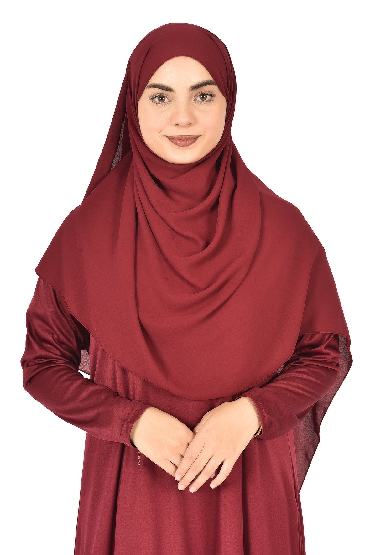 Luxury Islamic Satin Abaya in Burgundy – (ladies aline trilobal )