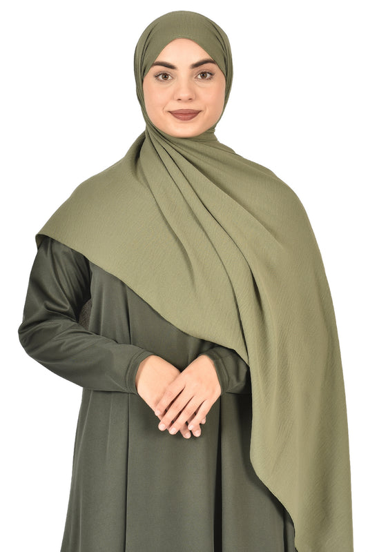 Elegant Islamic Satin Abaya in Olive Green ( ladies aline trilobal )