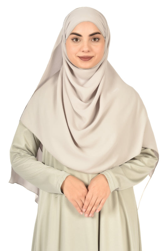 Elegant Islamic Satin Abaya in Light Grey (ladies aline trilobal)