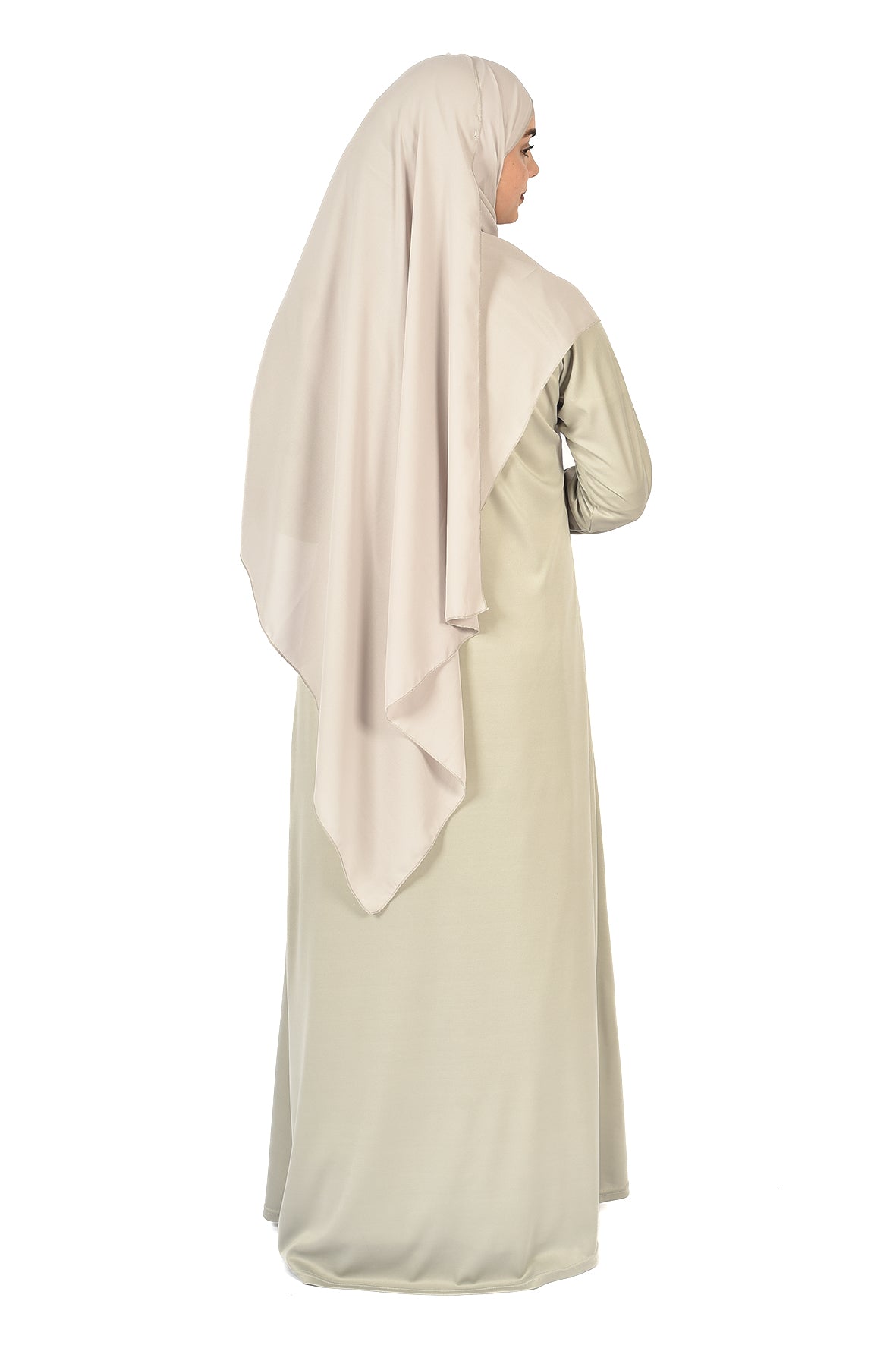 Elegant Islamic Satin Abaya in Light Grey (ladies aline trilobal)