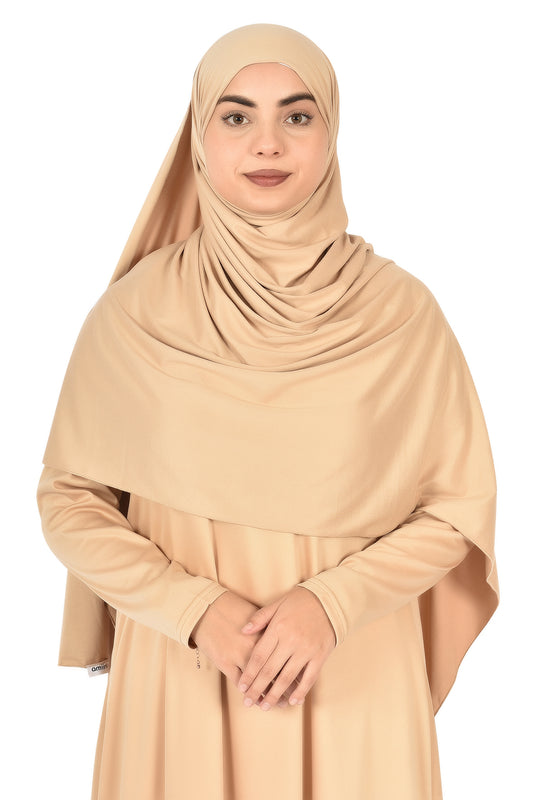 Classic Beige Abaya – Soft Elegance & Timeless Flow (  ladies aline trilobal )
