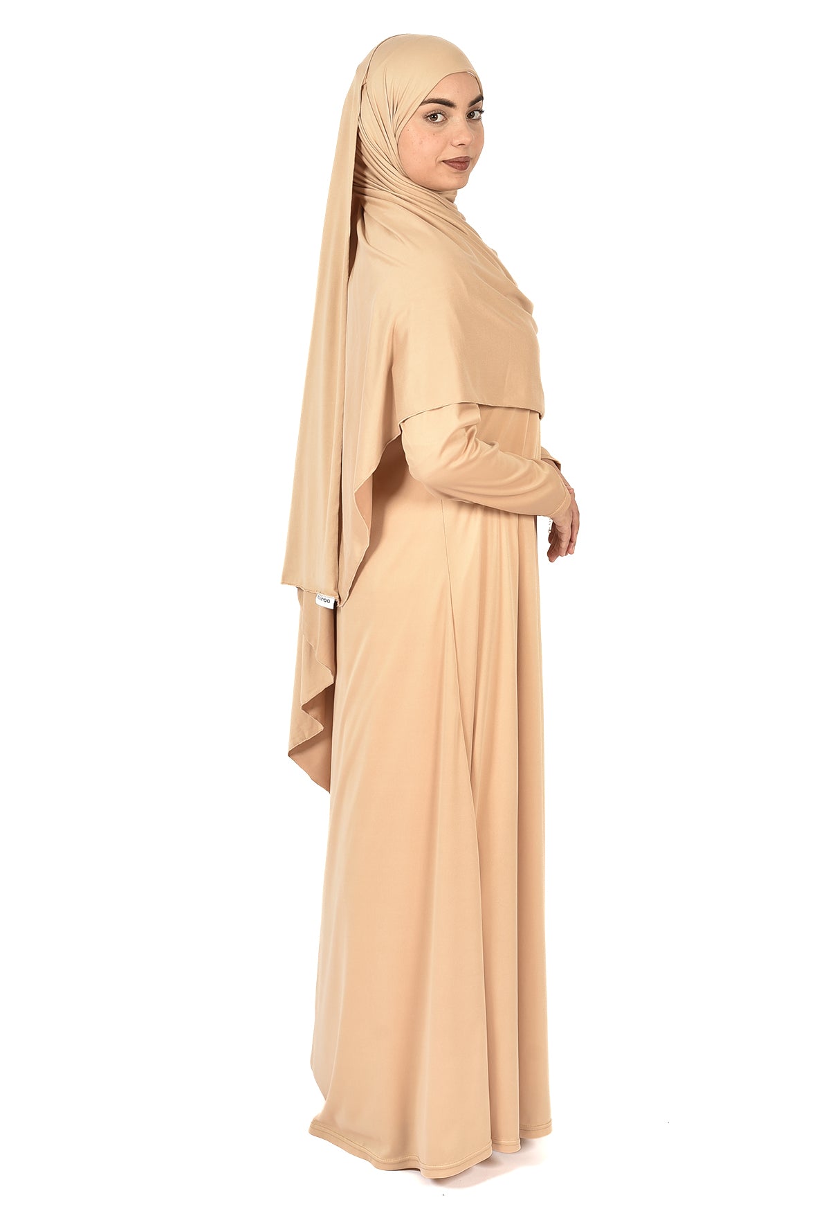 Classic Beige Abaya – Soft Elegance & Timeless Flow (  ladies aline trilobal )
