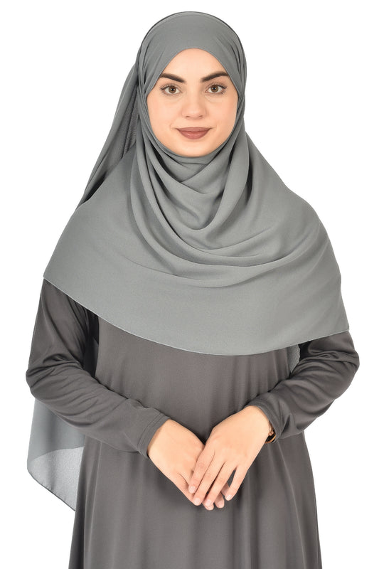 Modern Grey Abaya – Loose Fit & Refined Simplicity ( ladies aline trilobal )