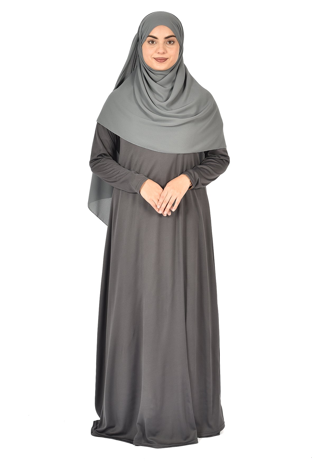 Modern Grey Abaya – Loose Fit & Refined Simplicity ( ladies aline trilobal )