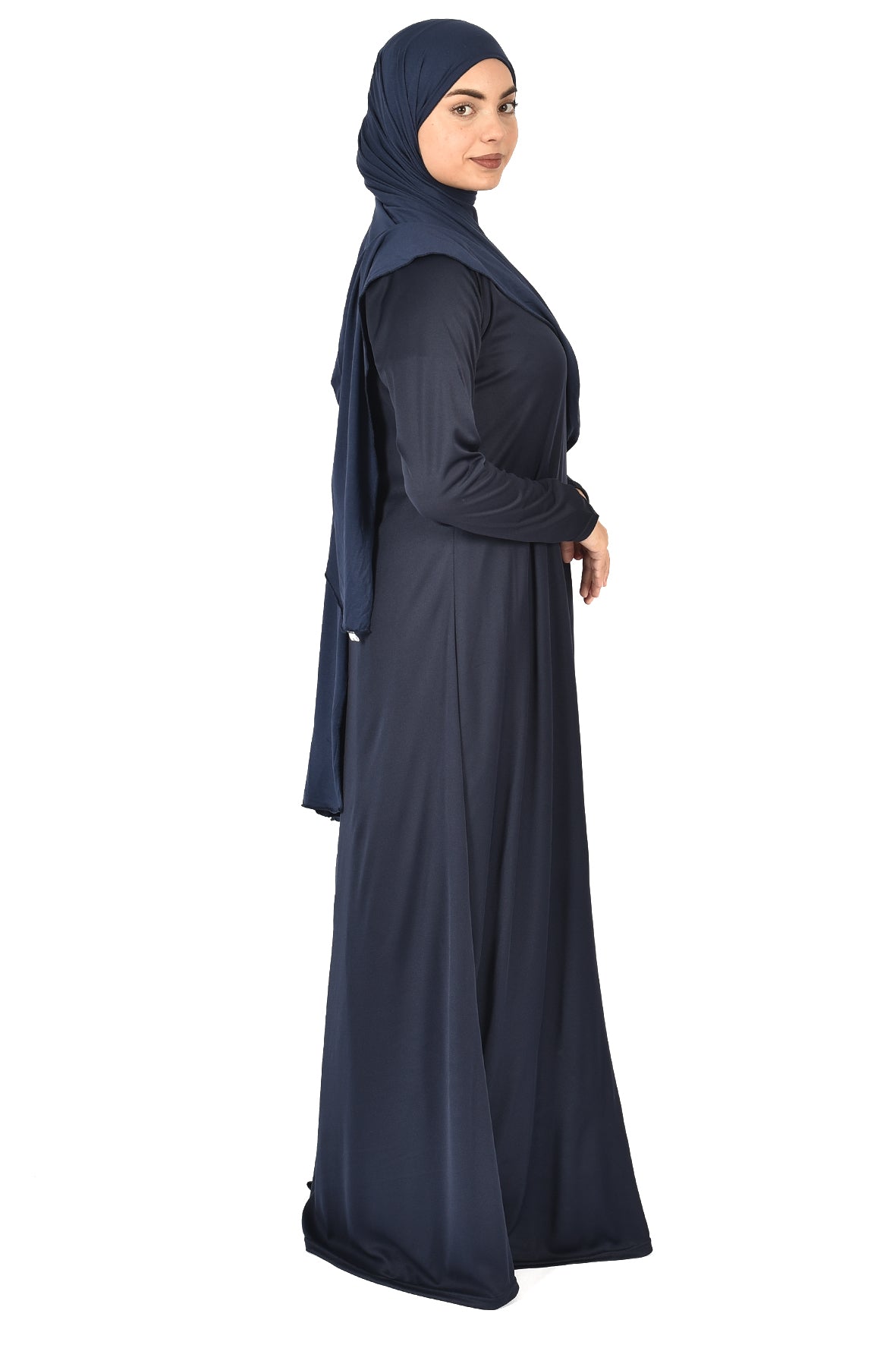 Elegant Navy Blue Abaya – Flowing Cut & Subtle Sophistication ( ladies aline trilobal )