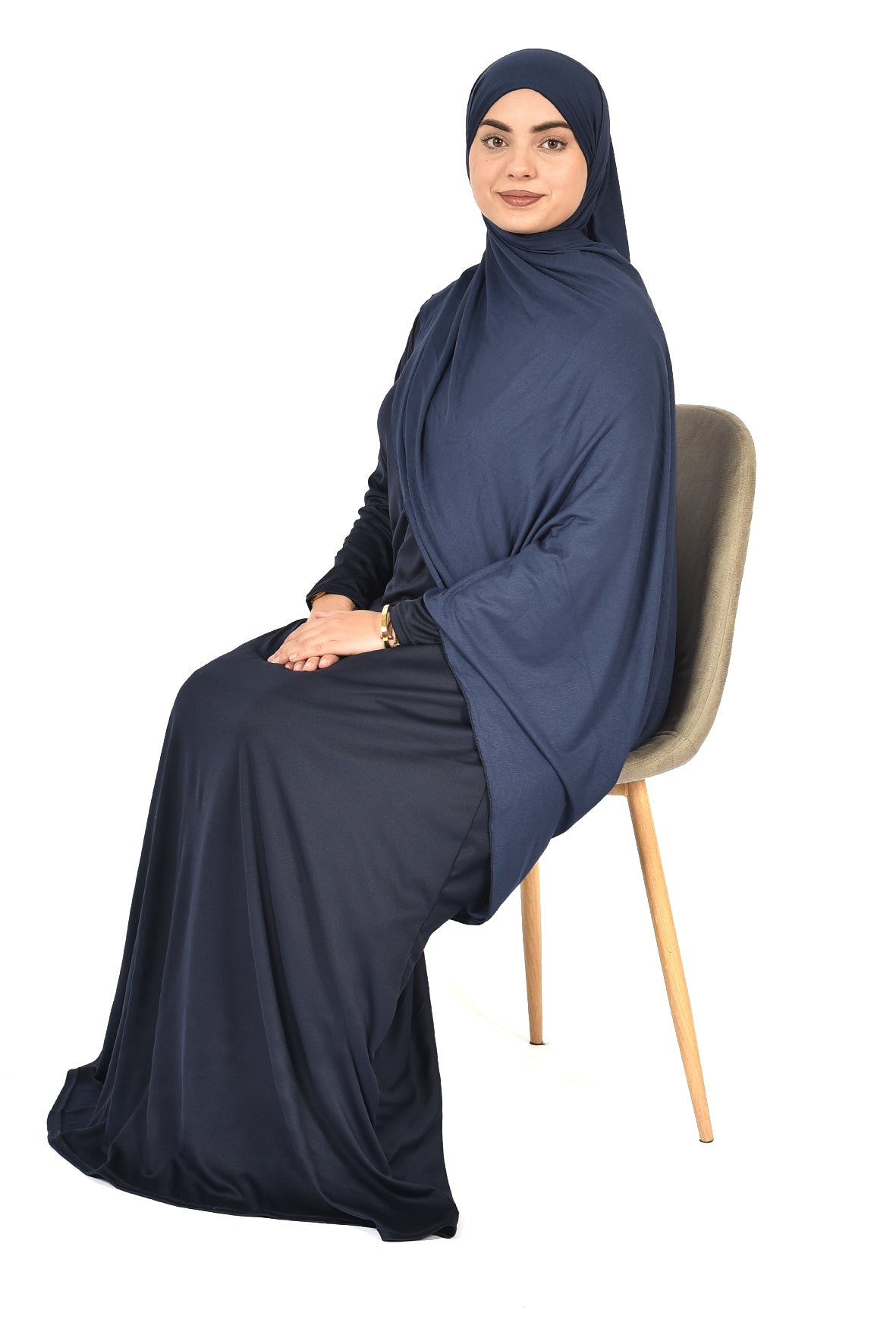 Elegant Navy Blue Abaya – Flowing Cut & Subtle Sophistication ( ladies aline trilobal )