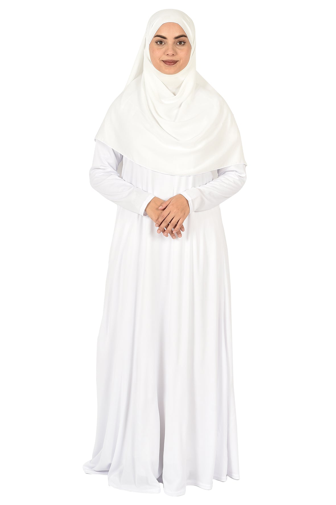 Luxury White Abaya – Timeless Elegance & Flowy Design ( ladies aline trilobal )