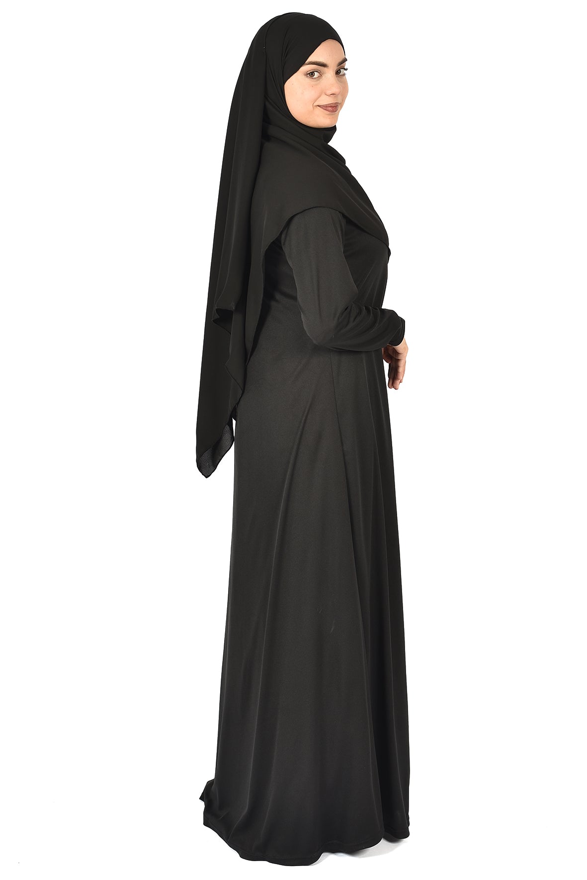 Classic Black Islamic Abaya – Elegant & Comfortable Design ( ladies aline trilobal )