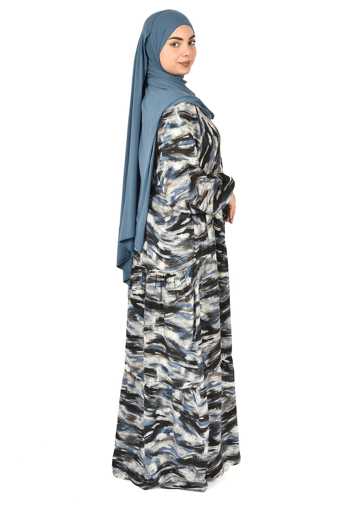 Art-Inspired Printed Abaya – Bold & Elegant Design ( guz dress )