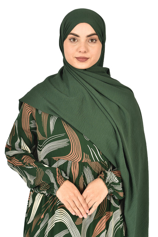 Elegant Green Flow Pattern Abaya ( guz dress )