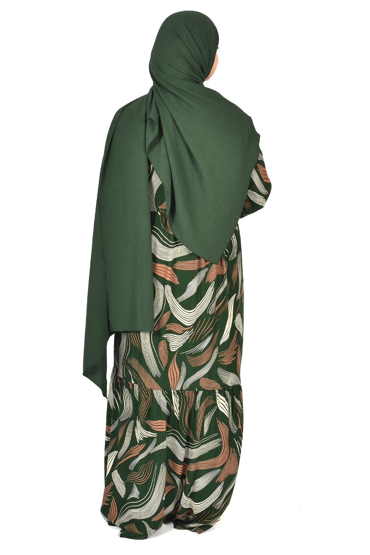 Elegant Green Flow Pattern Abaya ( guz dress )