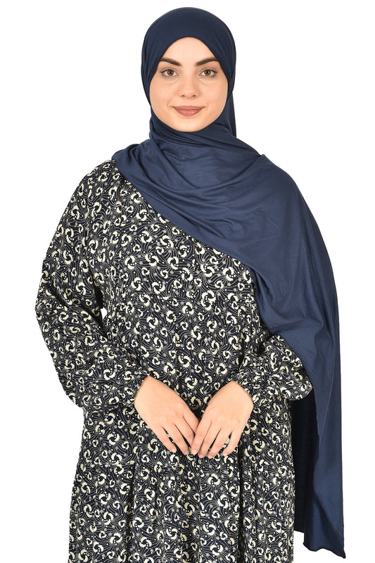 Black & White Floral Microprint Abaya – Elegance in the Details( guz dress )