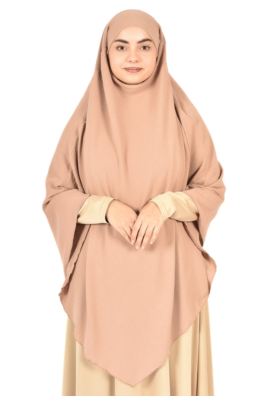 Women's Wide Fit Khimar – Blush Beige | Soft Crepe Fabric