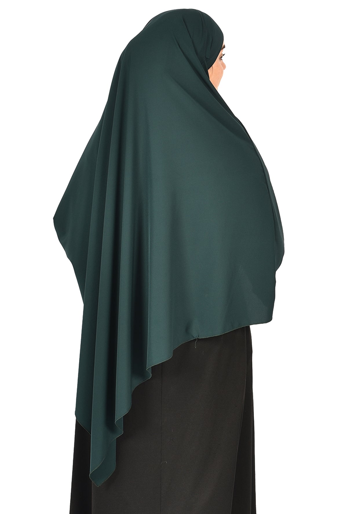 Elegant Women’s Khimar – Dark Olive Green, Soft Crepe Fabric