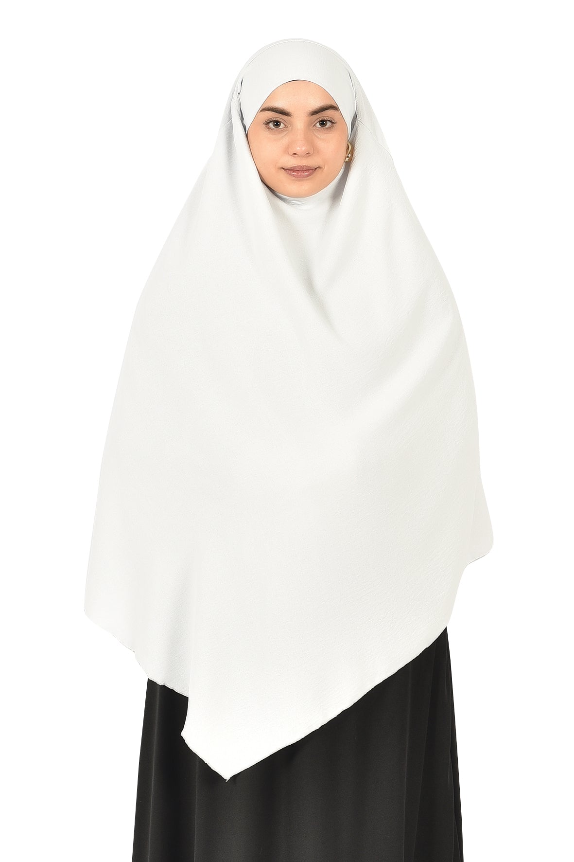 Elegant Women’s Khimar – Off-White, Soft Crepe Fabric