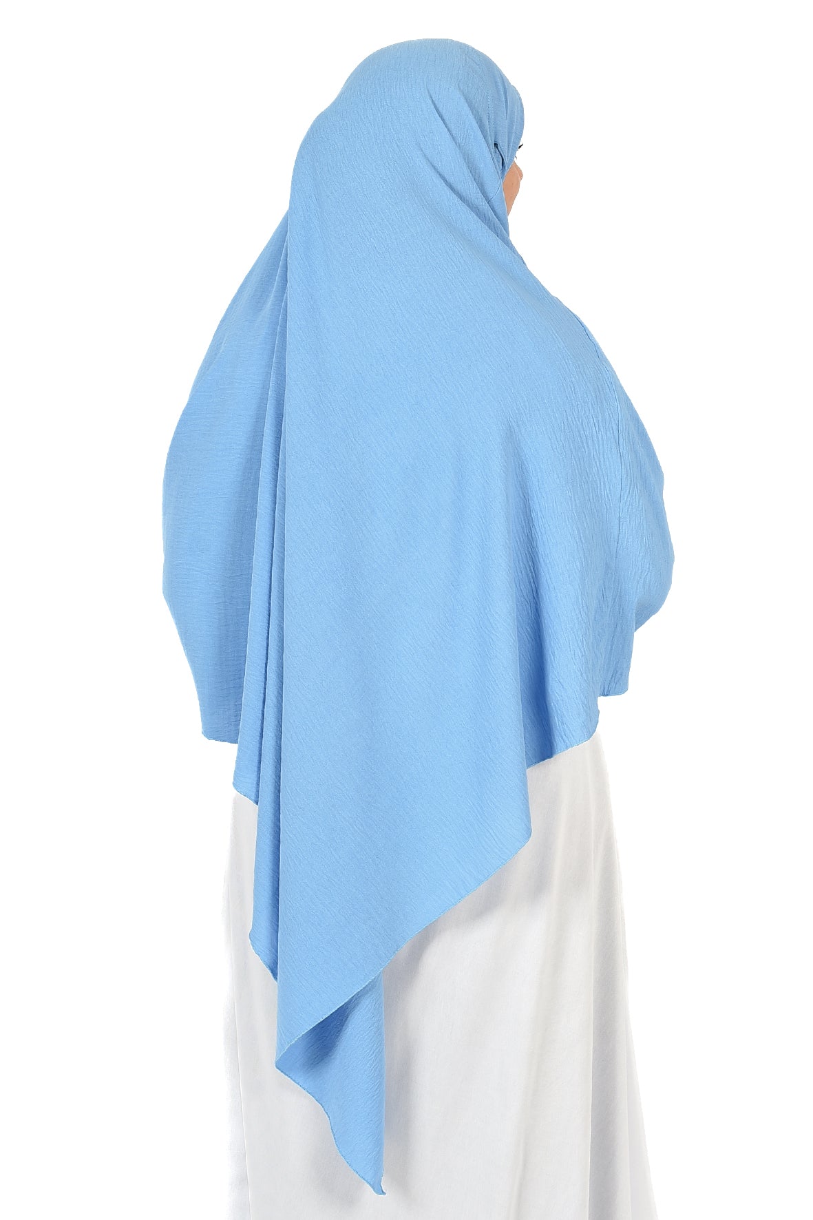 Elegant Women’s Khimar – Sky Blue, Soft Crepe Fabric