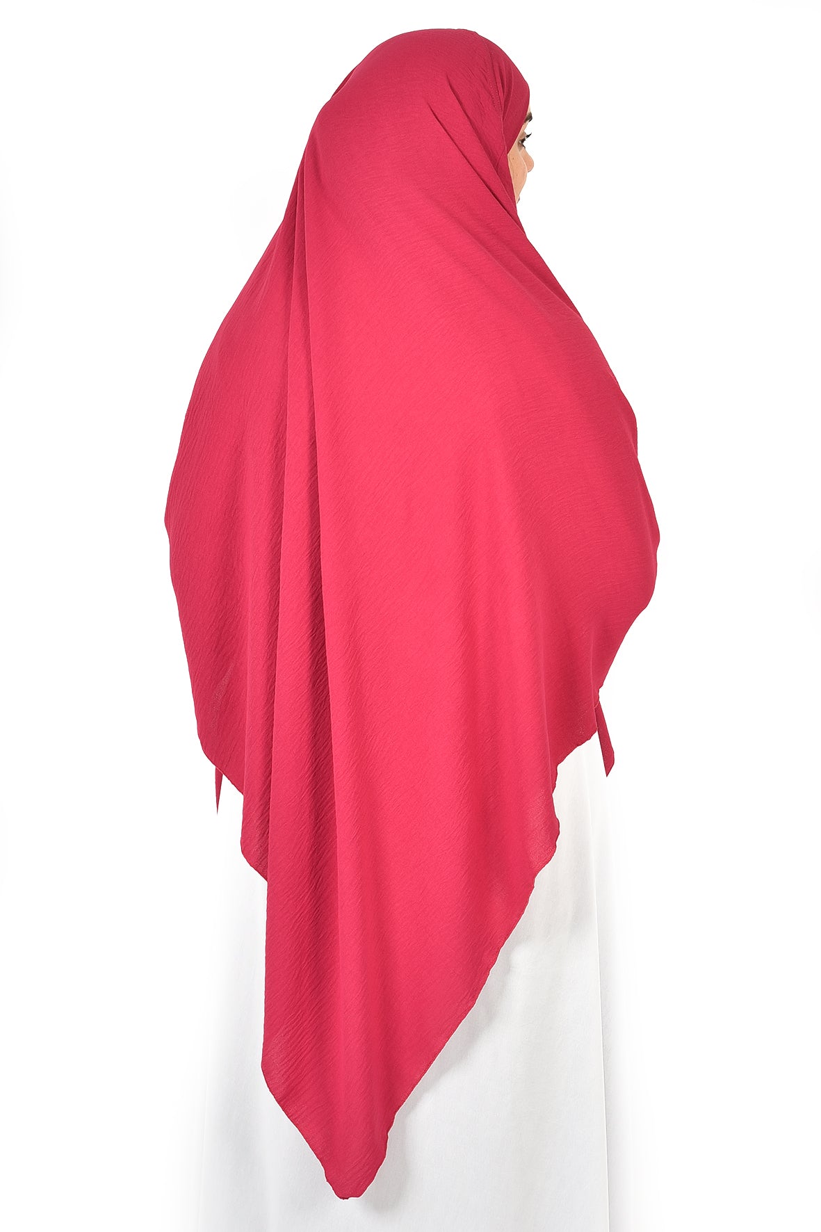 Elegant Women’s Khimar – Dark Fuchsia, Soft Crepe Fabric