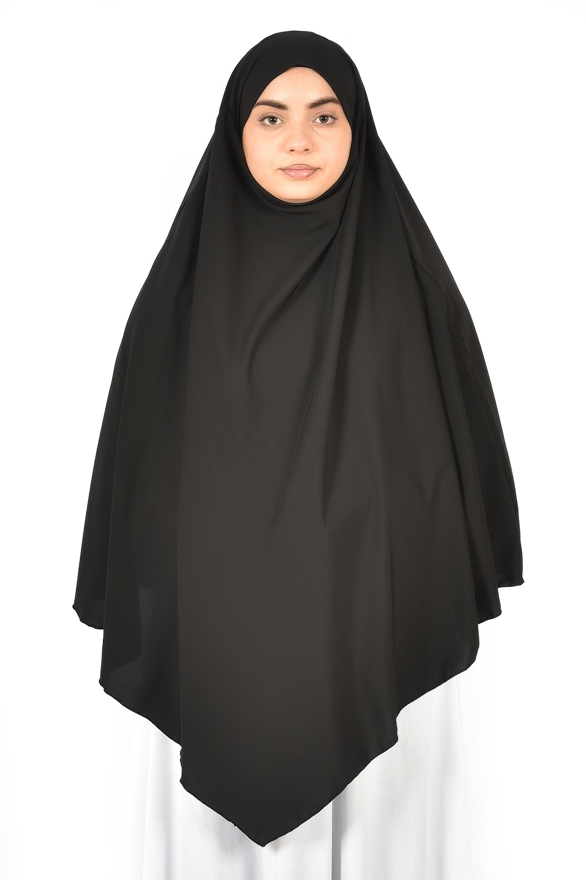 Elegant Women’s Khimar – Classic Black, Soft Crepe Fabric