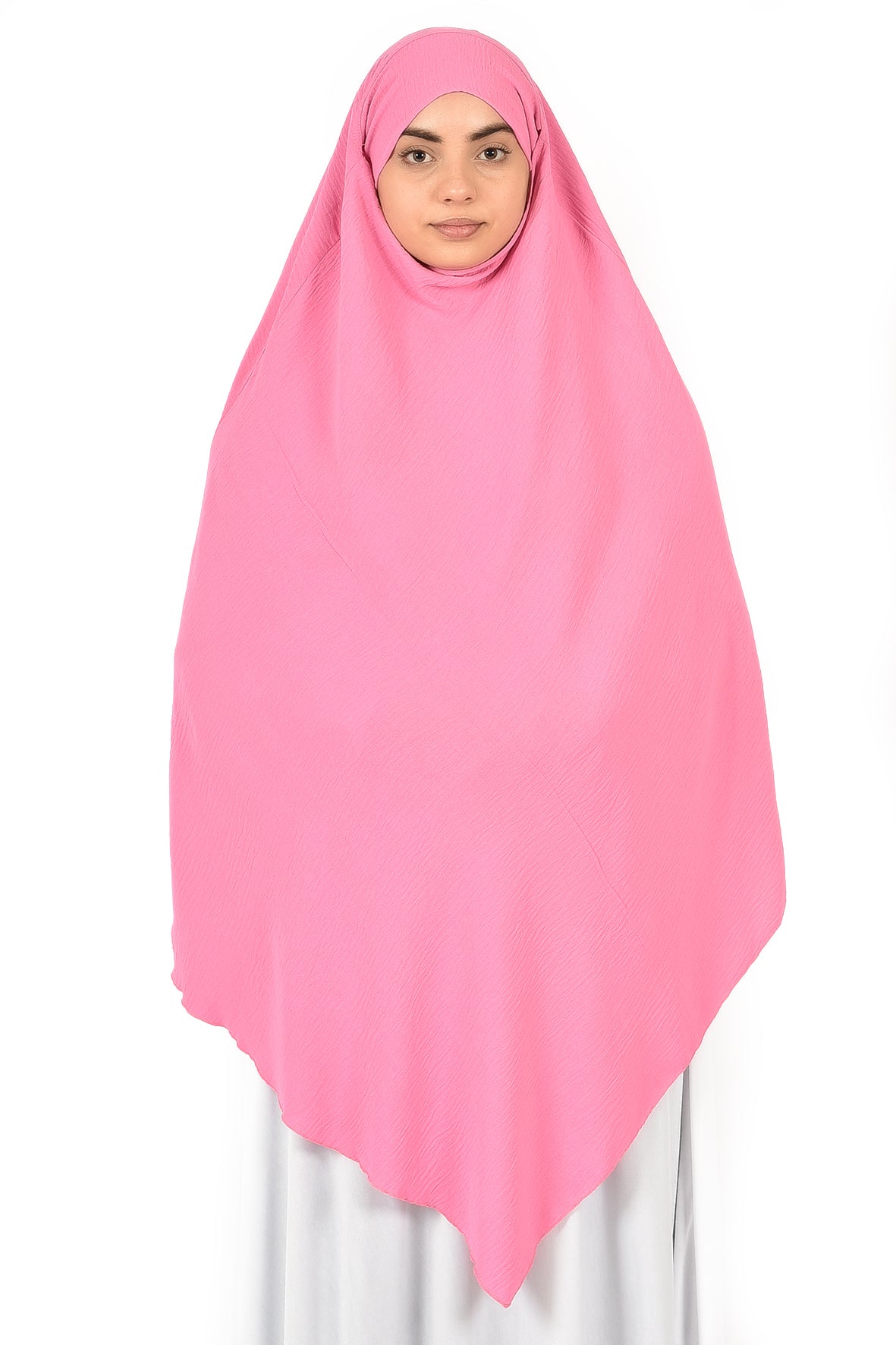 Elegant Women’s Khimar – Light Pink, Soft Crepe Fabric